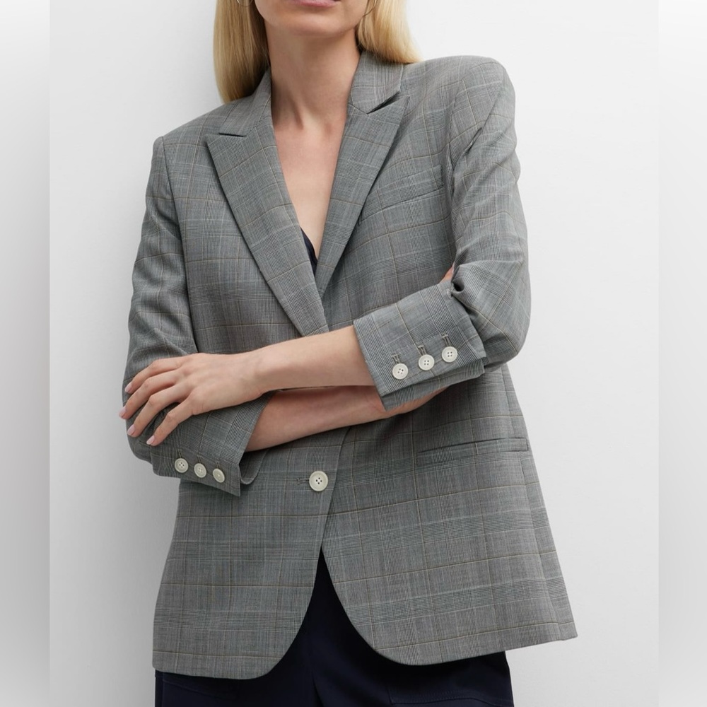 TWP boyfriend blazer wool blend plaid size xs